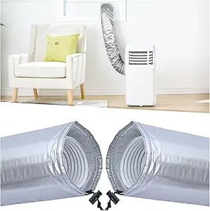 2PCS Portable AC Hose Insulation Sleeve,Upgraded 4-Layer Aluminum Foil Insulated Air Conditioner Hose Cover for 5"&5.9" Exhaust Hose, Adjustable Length with Elastic Drawstrings, Energy Saving