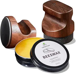 Food Grade Beeswax Cutting Board Care Kit - Butcher Block Conditioner Wax with Reusable Sponges, Sandpapers & Ergonomic Applicator - 7oz Wood Butter Polish for Furniture,DIY Restoration