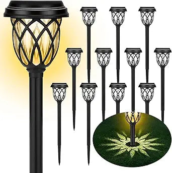Solar Lights Outdoor 12 Pack Solar Garden Lights Waterproof IP65 Solar Landscape Lights Solar Pathway Lights for Patio, Yard, Driveway Decoration (Warm White