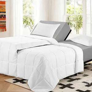 HOMBYS Split King Comforter Sets for Adjustable Bed, 3-Piece Bedding Set King Size 106"90", Individual Comfort for Couples, Machine Washable, White