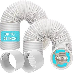 HOXHA 2 Pack Portable Air Conditioner Hose with Coupler 5.9 Inch AC Exhaust Vent Duct Hose Universal AC Tube Hose Kit Parts Accessories