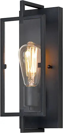 Black Wall Sconce, 13 in. Indoor Wall Lamp with Tempered Glass, E26 Base for DIY Lighting Fixture, ETL Bathroom Vanity Light Wall Mounted for Hallway, Living Room, Bedroom, Kitchen Decor