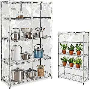 Rileytee Clear Wire Shelf Cover,Durable Dustproof Waterproof PVC Shelf Covers for Wire Shelving,Outdoor Storage Rack Cover for Wire Rack with Zipper,Clear,48"W x 24"D x 72"H