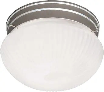 Savoy House 6-403-9-SN Traditional Ribbed Marble Glass Flush Mount, 2-Light 120 Total Watts, 6" H x 9" W, Satin Nickel