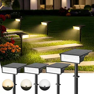 Consciot Solar Lights Outdoor Waterproof, 3 Color Solar Garden Light, Adjustable 170 Spot Lights for Outside Yard Landscape Lighting Pathway Halloween, IP65, Auto On/Off, 4 Pack, WS002UCW