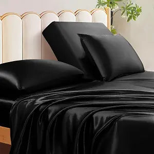 Manyshofu Black Split Head King Sheet Sets, 4 Piece Adjustable King