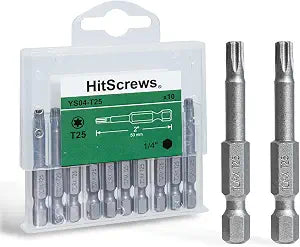 10Pcs T25 Torx Bits Magnetic Set, 2 Inch S2 Steel Star Screwdriver Bits with 1/4" Hex Shank in Storage Box For Impact Driver Ready & Home Repair