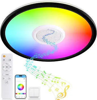 RGB LED Ceiling Light with Bluetooth Speaker, 24W 11inch Music Lamp