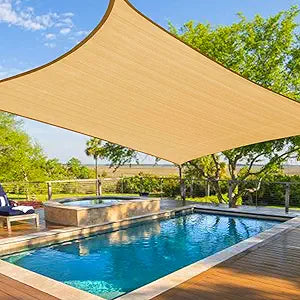 Amagenix 12'X12' Sun Shade Sail Rectangle Sand UV Block Breathable Outdoor Canopy Sunshades for Patio Deck Garden Backyard, Custom