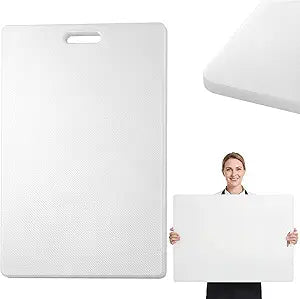 Patelai 36 x 24 Extra Large Cutting Board with Handle 1/2" Thick Heavy Duty Commercial Cutting Board Kitchen Food Prep Surface for Restaurant Meat Fish Pork, White LDPE Plastic for Food, 15 Pounds