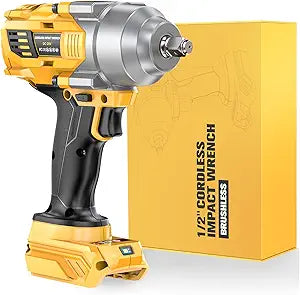 NATBEESY Impact Wrench Compatible with DeWalt 20V Battery: 1/2 Inch Hog Ring Impact Driver - 1000N.m(750ft-lbs) Cordless Impact Gun - Brushless Motor with LED Light And Blet Clip - Tool Only