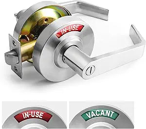 MrArm Privacy Indicator Lock and Lever, Large Grade 2 Commercial Door Handle, Bathroom Door Handle Perfect for Public restrooms Including Restaurants, Hospitals, Medical Offices, Satin Chrome