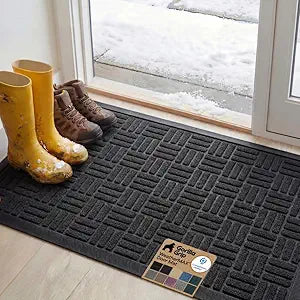 GORILLA GRIP 100% Waterproof All-Season WeatherMAX Doormat, 58x34, US Designed Natural Rubber, Stain and Fade Resistant, Low Profile Indoor Outdoor Door Mats, Easy Clean Patio Mat, Black Maze