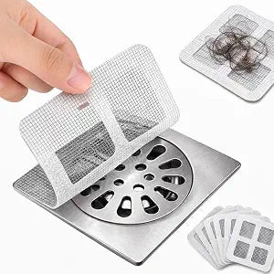 50 Pcs Disposable Shower Drain Hair Catcher Strong Adhesive Mesh Drain Stickers for Hair Catching, Peel & Stick Disposable Drain Cover Prevents Clogs for Shower, Bathtub & Bathroom Floor Drain