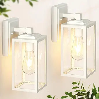 VIANIS 2 Pack Outdoor Light Fixture, White Outside Wall Lighting Lantern, Anti-Rust Porch Lights Outdoor, 100% Aluminum Exterior Lights for House, Patio, Doorway