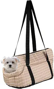 Dog Purse Carrier with Crossbody Strap, Breathable and Portable, Little Dog Sling Carrier 18.9" x 9.8" x 10.4", (Brown), Intended for Hiking/Camping/Traveling
