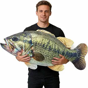 Threehoney 32" Bass Fish Stuffed Plush Fish Pillow Animal 3D Giant Soft Funny Pillow for Home Decoration Valentine's Day Gifts(Largemouth Bass)