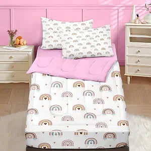 Nesker Rainbow Twin Zipper Bedding for Girls, 3-Piece-All-in-one