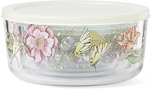Lenox 897944 Butterfly Meadow Glass Food Storage Containers With Lids, Set Of 4