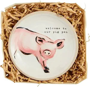 Mud Pie Farm Pig Boxed Tidbit; 4 1/2" dia