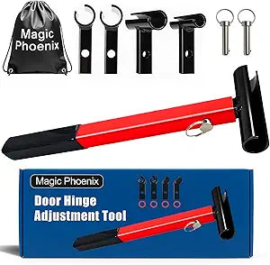Hinge Gap Adjusting Wrench Kit, Heavy Duty 4 in 1 Door Hinge Adjustment Tool for Residential and Commercial Use, Durable Painted Steel Hinge Bender Wrench with Rubber Grip, Professional Adjustment Set