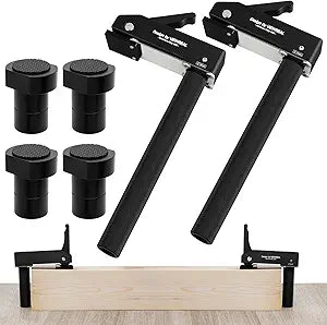 Bench Dog Clamp Set for 3/4" Dog Holes, 6-Piece Quick-Lock Hold-Down Tools with Long Handle & Non-Marring Pads Woodworking Clamps for MFT Table or Workbench