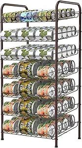 Vrisa Can Organizer for Pantry 7-tier Can Dispenser Rack Holde up to 84 Cans Multifunctional Can Holder for Canned Food Storage Kitchen Cabinet or Pantry Shelf Rustic Brown