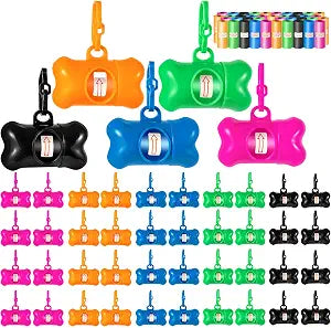 Arroyner 80 Pack Bone Shaped Poop Bag Dispenser Pet Waste Disposal Bag Dispenser (Random Color)