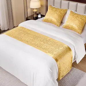 Gold Satin Bed Runner for King Size Beds, 1.8m