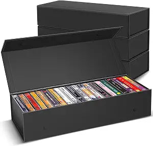 3 Pack Cassette Tape Storage Box, Tape Holder Store 60 Cassette Cases, Media Storage Organizer