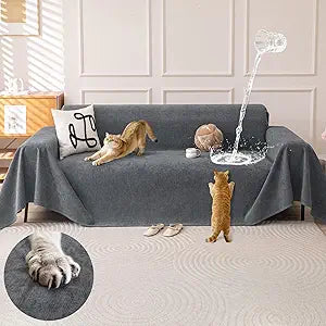 Waterproof Couch Covers for Pets, Couch Protector from Cat Claws, Washable Sofa Covers for 2-3 Cushion Couch, Sectional L Shaped Slipcover Loveseat Furniture Protector for Dogs, 71"x118", Dark Grey