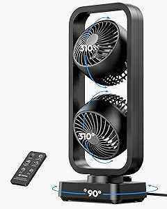 Gaiatop Tower Fan, 310┬░ Tilt Oscillating Desk Fans, 22 ft/s Standing Fan for Bedroom with Remote, 5.9 ft Cable, Fans That Blow Cold Air, 90┬░ Oscillating, 8H Timer, Home Office Table Floor, 16"H, Black
