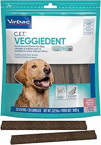Virbac CET Veggiedent FR3SH Tartar Control Chews for Dogs Large (30 count), Brown, 2.22 Pound (Pack of 1)