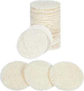Nogeqi 20 Pcs Natural Loofah Sponge Pads for Washing Face, Exfoliating Body Face Scrub Pads for Makeup & Dead Skin Masks Removal, Exfoliating Face Pad for Women Men Cleansing Skin(2.17 Inch)