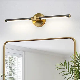 2026 Upgrade Black and Gold Vanity Light, 18W Brighter 24" Gold Bathroom Light Fixtures Linear Modern LED Bathroom Lights Vanity Lighting Fixtures Over Mirror Light Bar, 360 Rotable 4000K CRI 90+
