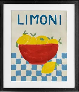 Lemons Bowl Still Life Kitchen, 13 x 16 Inch Framed Print Under Glass