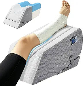 Leg Elevation Pillow for After Surgery, Adjustable 4 Heights & 2 Slopes, Knee Replacement Aid for Hip, Ankle, Knee & Leg Swelling & Pain Relief, Improves Blood Circulation Single Leg, Patent Pending