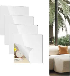 8 Pack 14x12 Inch Shatterproof Acrylic Mirror Tiles Self-Adhesive, Unbreakable Wall Mirrors for Kids, Toddlers, Bedroom, Bathroom & Home Gym Flexible, Safe & Easy Install