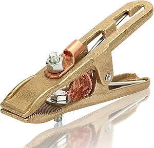500A Ground Clamp for Welding Machine, Brass A-Shape Earth Grounding Clamp with Copper Grip Clip, Welder Ground Cable Connection Tool