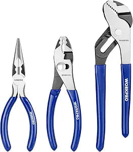 WORKPRO Pliers Set, 3-Piece Plier Tool Set with Soft Handle