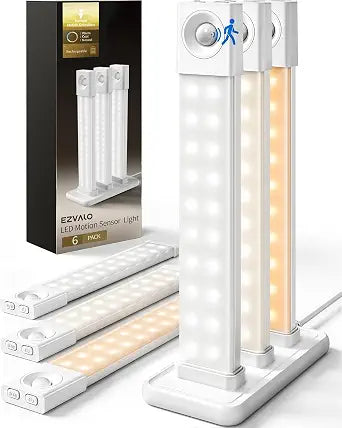 EZVALO 6-Pack Motion Sensor Under Cabinet Lighting with Charging Station