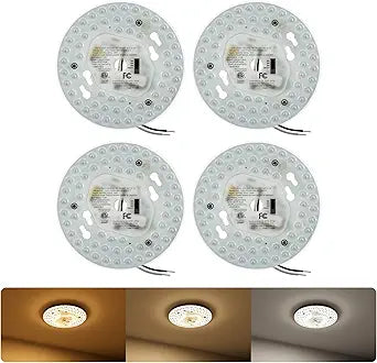 5.12" Dimmable LED Light Engine Retrofit Kit: 120V, 3CCT, CRI90, 1620LM, 18W Magnetic or Screw Mount Ceiling Fan Light Replacement Module for Flush Mount & Pendant Lights, ETL, 4 Packs