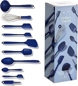 GIR: Get It Right 10-Piece Silicone Ultimate Kitchen Utensil Set Spatulas, Ladle, Flip, Spoons, Whisk, Peeler & Spoonula Nonstick, Non-Toxic, Heat-Resistant Navy