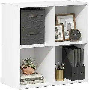 Furinno LUDER Book Shelf, 4-Cube Bookshelf, Bookcase, White
