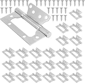 24 PCS 4 x 3 Inch Non Mortise Door Hinges, Mobile Home Door Hinges, Heavy Duty Stainless Steel No Noise Ball Bearing Door Hinge, Brushed Nickel Hinges