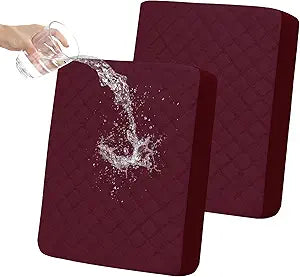 Easy-Going Waterproof Couch Cushion Covers, Non-Slip Leakproof Sofa Seat Cushion Slipcovers, Quilted and Stretch Furniture Protector for Dogs, Pets (2-Piece Sofa Cushion, Wine)