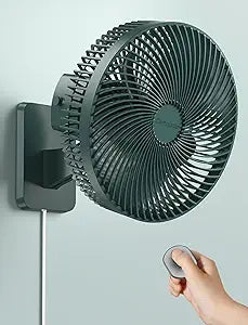 Comoistar 10 Inch Oscillating Wall Mount Small Fan with Remote Control and Timer, 4 Speeds, Included Adapter, 60┬░Adjustable Tilt, High Velocity, 1.8m Cord, Quiet, for RV Bedroom Kitchen Gym, Garage