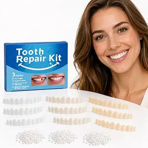 Temporary Tooth Replacement Kit for Missing Teeth, 3 Shades, 90 Teeth in 10 Sizes, 3 Packs Moldable Beads, Remoldable Tooth Repair Kit for Chipped or Broken