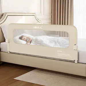 HOMEAL Toddler Bed Rails - 59"x24" Extra Long Bed Rail for Toddlers with U-Shape Base, Baby Bed Safety Guard for Twin, Full, Queen, King Mattress Bed, Beige, 1 Pack