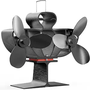 Wood Stove Fan Heat Powered, Dual Motor 6-Blade Fireplace Thermal Blower